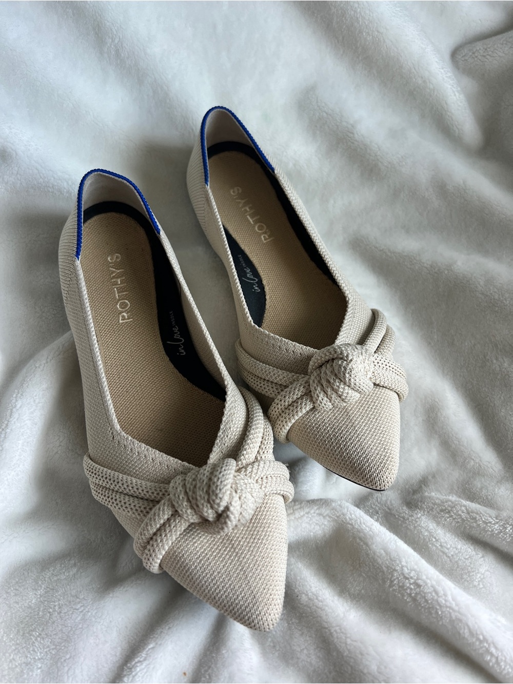 Rothy’s Women's Cream Pointed Knot Slip-On Flats